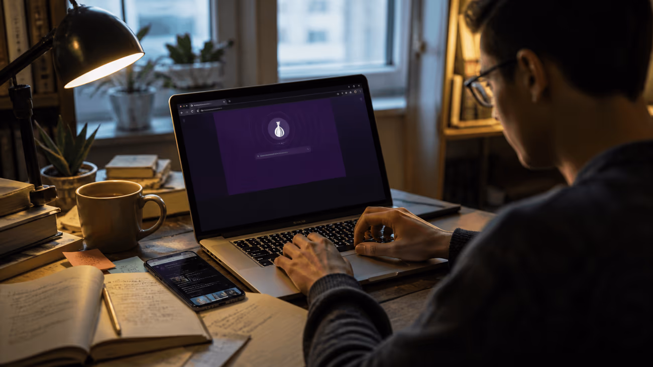 person at desk engaging with Tor resources