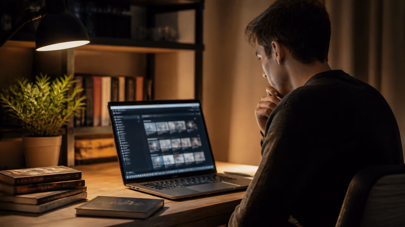 person using Tor Browser in a cozy office